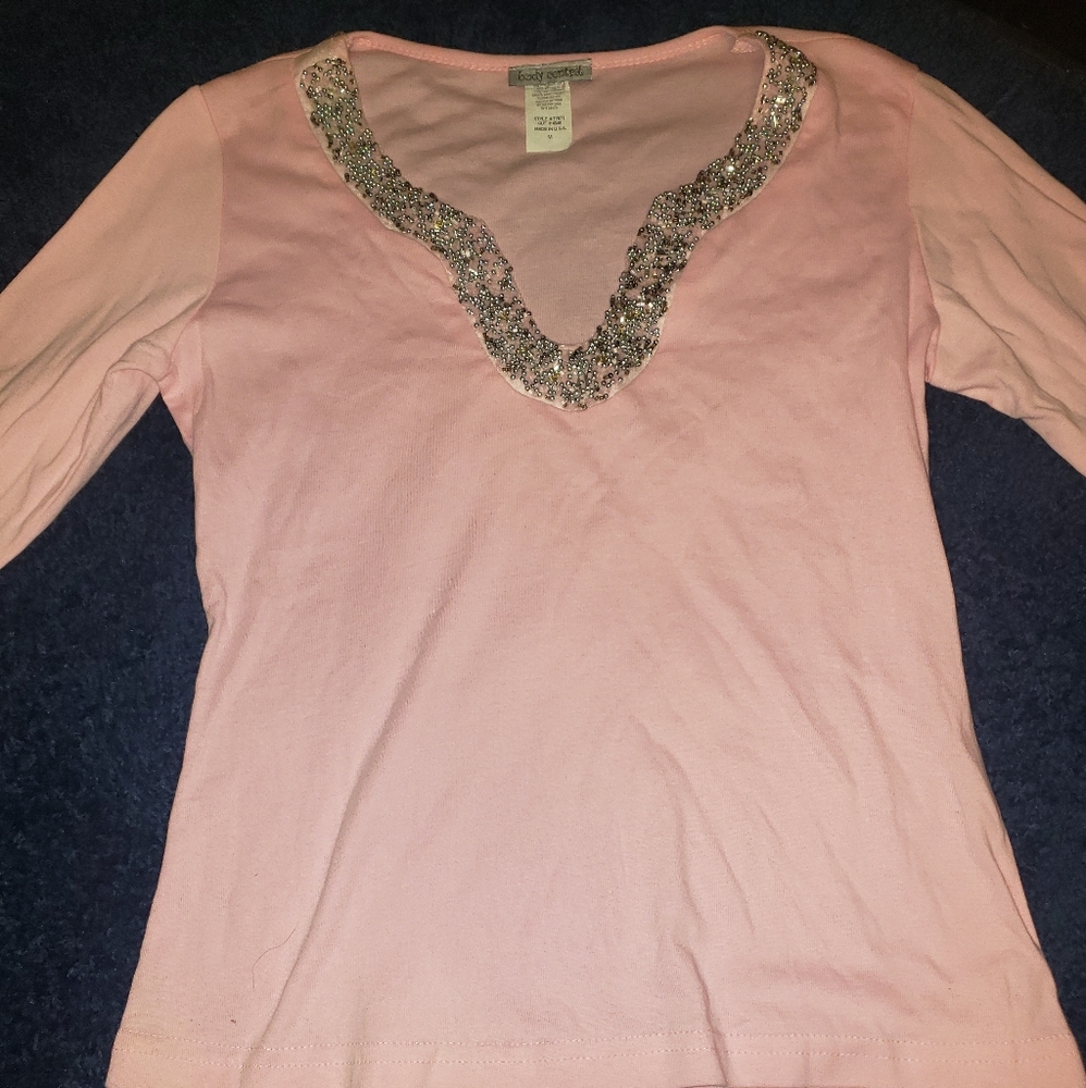 Pink and beaded body control long sleeve